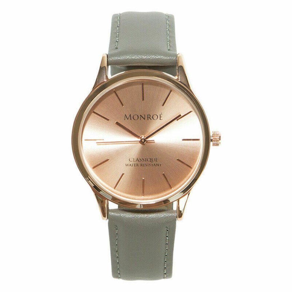 Monroe Sunburst Solérose Watch Gray Leather Adjust